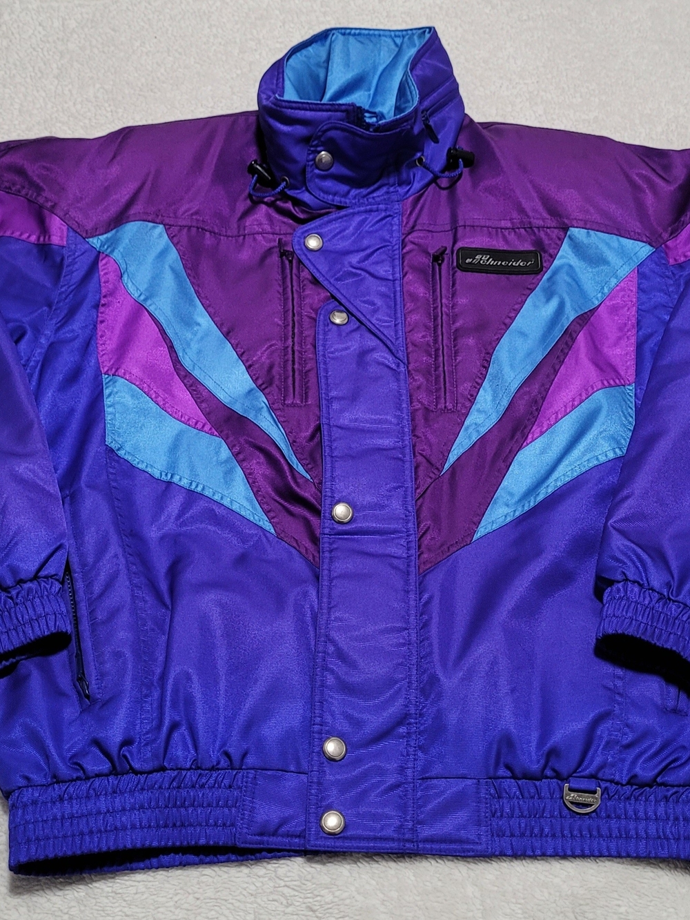 Vintage Schneider Men's Purple & Blue Ski Jacket - Picture 3 of 13